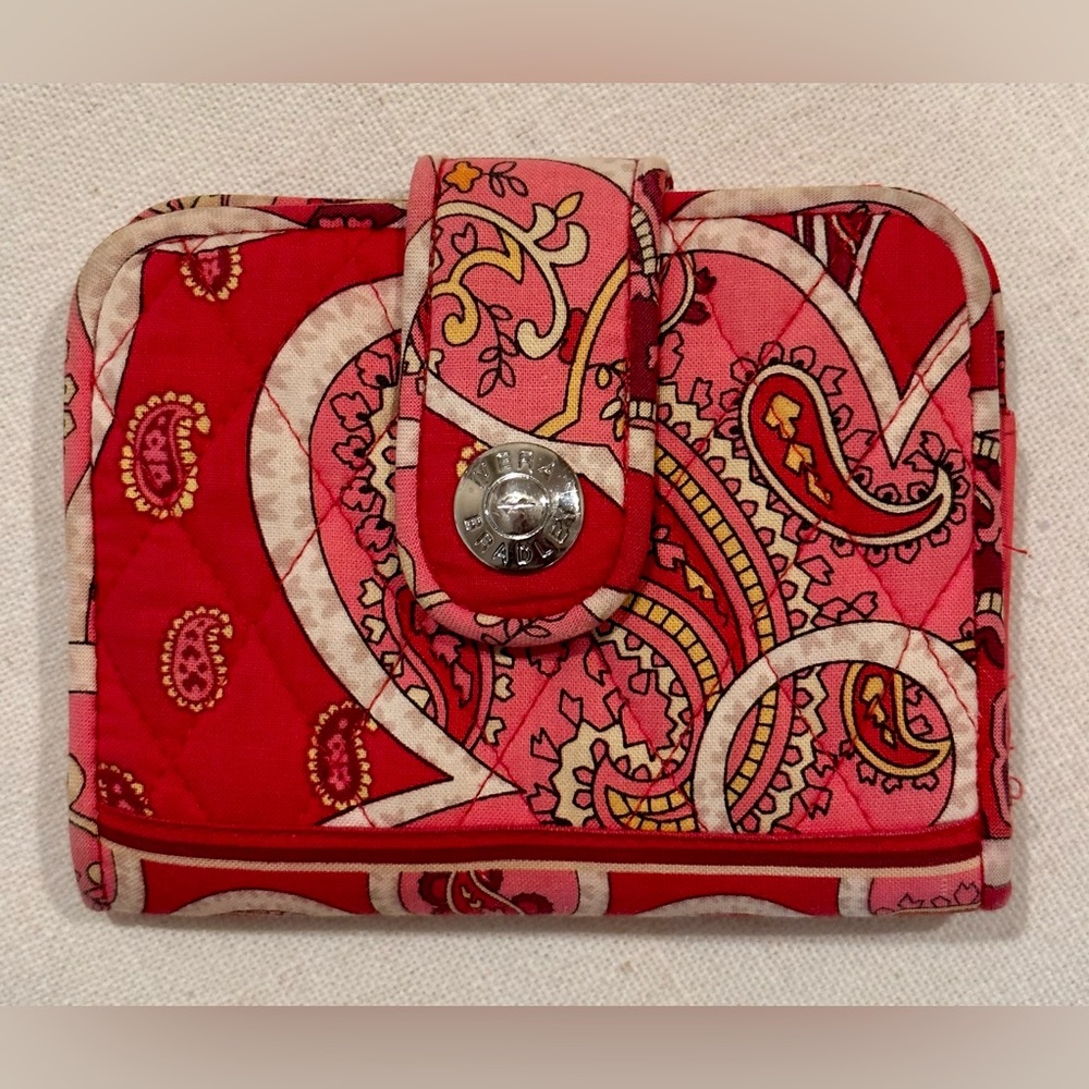 Vera Bradley Bifold Pink & Red Paisley Wallet